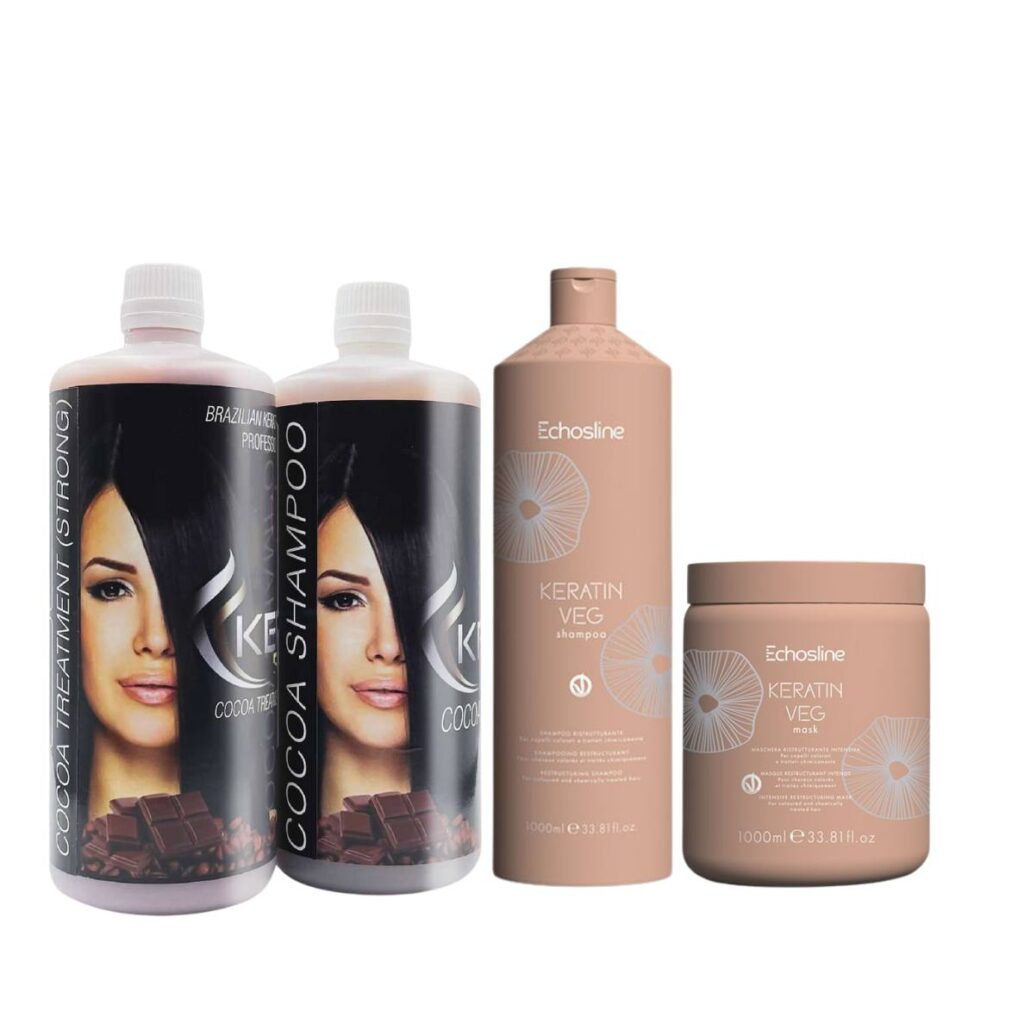 Cocoa 1l pack KIT KERA FRUIT Keratina COCOA 1000ml + KIT Post Alisado KERATIN VEG 1000ml