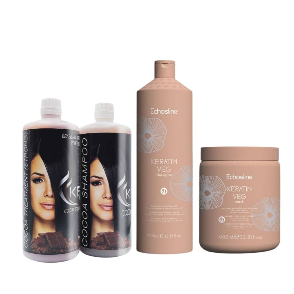 Cocoa500 pack Kera Fruit Keratina COCOA 500ml + KIT Post Alisado KERATIN VEG 1000ml