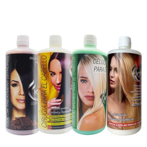 • KIT de QUERATINA COCOA: Tratamiento fuerte y efectivo para alisar y nutrir el cabello, ideal para cabellos gruesos y rebeldes. • KIT de CIRUGÍA CAPILAR GOLD: Tratamiento intermedio para reparar y alisar cabellos dañados por decoloraciones y calor. • KIT de ALISADO DE CÉLULAS MADRE: Innovador tratamiento suave que regenera y fortalece el cabello con células madre. • BÓTOX CAPILAR: Tratamiento ultra hidratante que reestructura y aporta brillo al cabello, devolviéndole su aspecto sano.