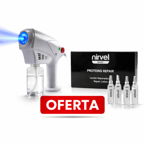 Pistola Pulverizadora para Nanotecnología Capilar + 10 Proteínas Reparadoras o Placenta Anti caída